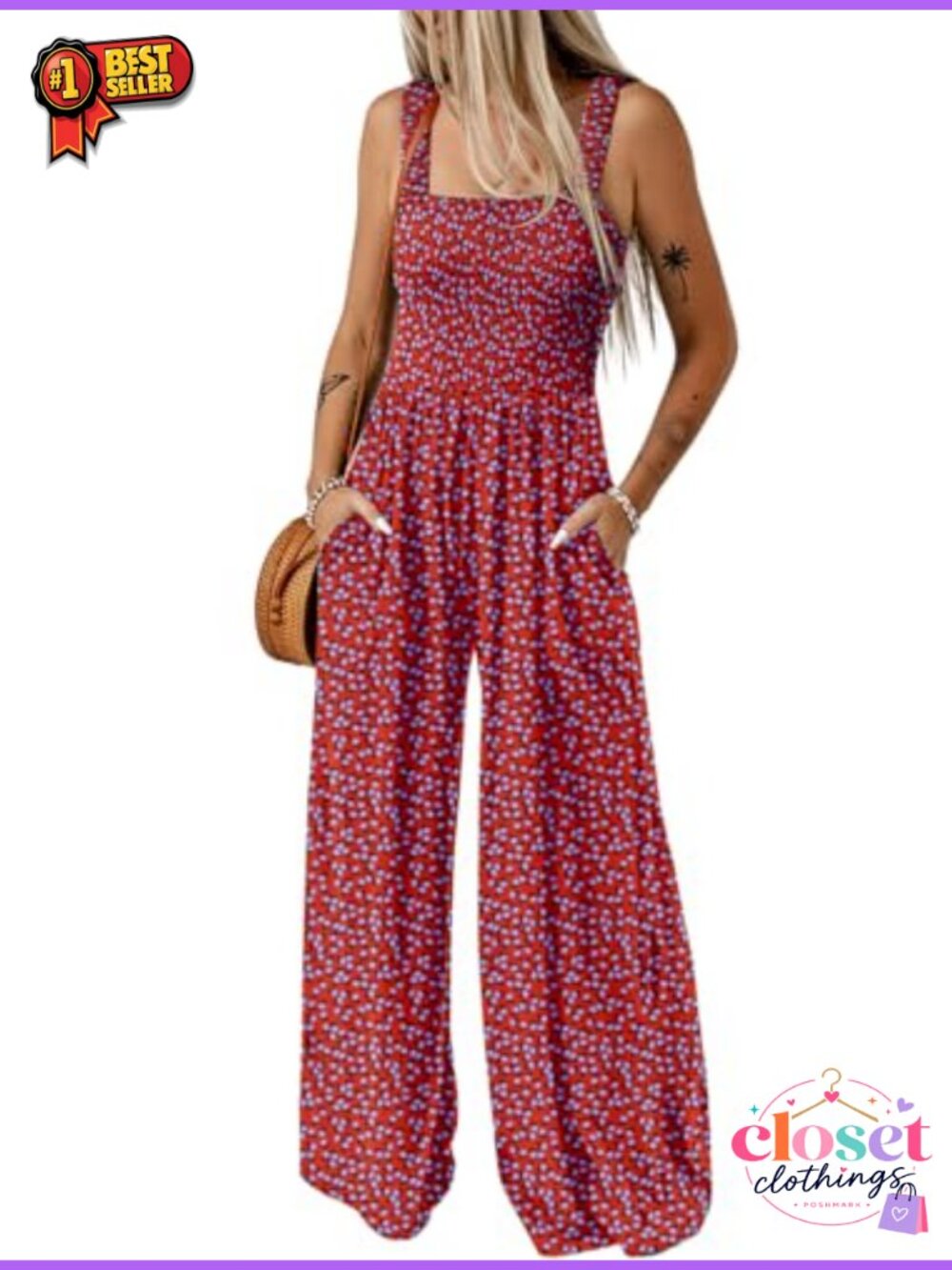Dokotoo Women's Loose Sleeveless Wide Leg Jumpsuit Romper with Pockets